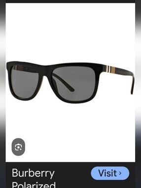 Burberry Black Sunglasses with Grey Lenses and Tan Stripe Temples